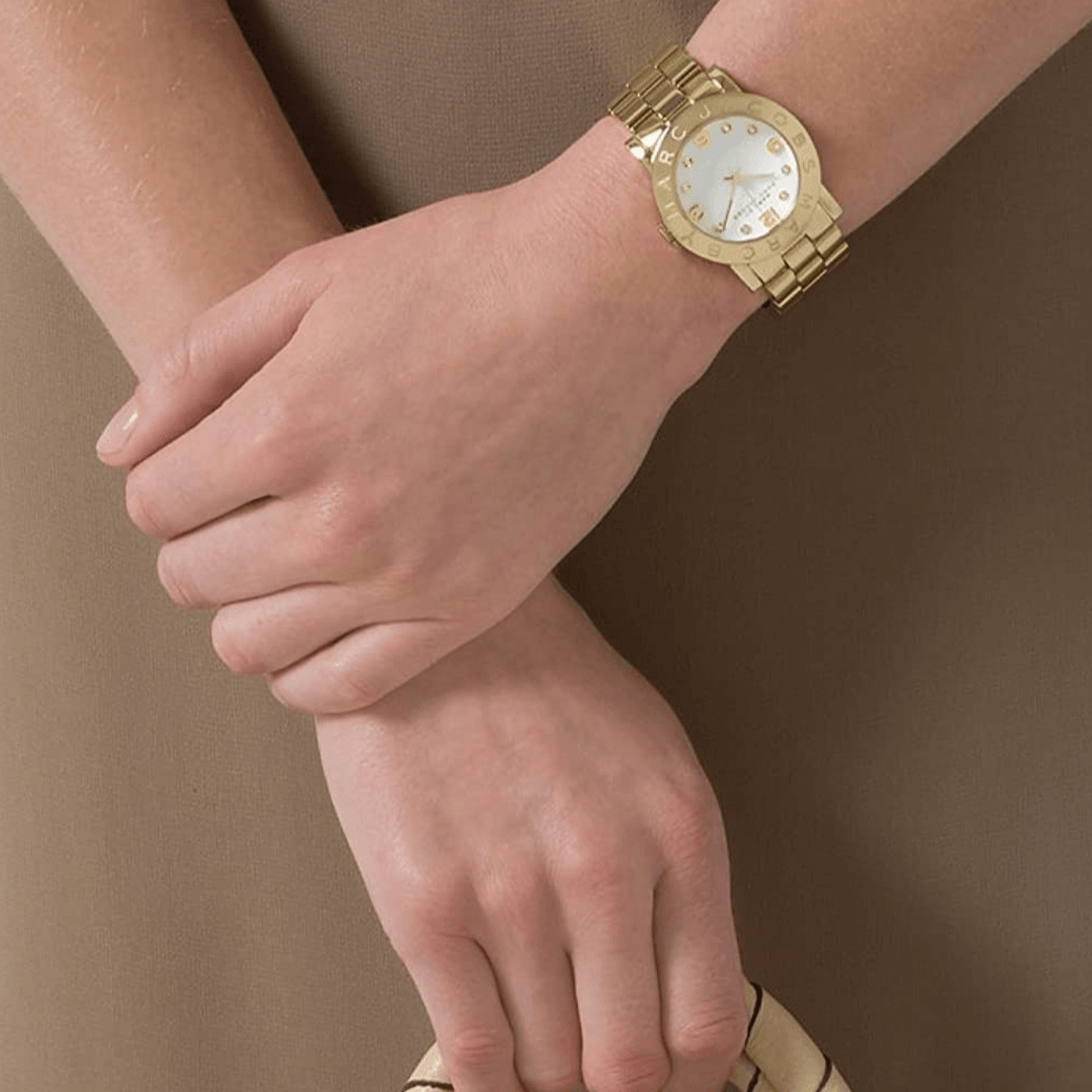 Shop Authentic Marc Jacobs Amy White Dial Gold Steel Strap Watch for Women - MBM3056 - Luxxuri