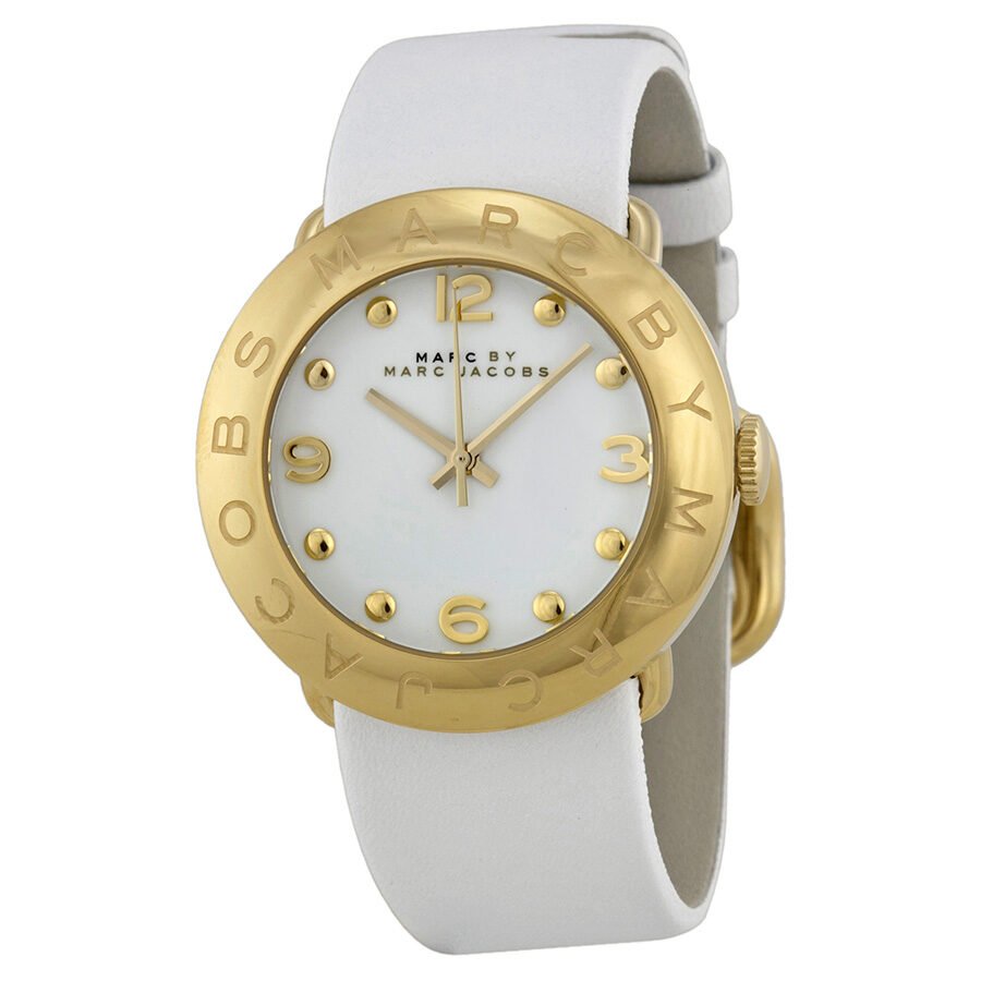 Shop Authentic Marc Jacobs Amy White Dial White Leather Strap Watch for Women - MBM1150 - Luxxuri