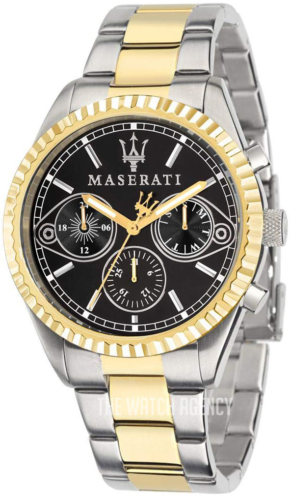 Shop Authentic Maserati Competizione Chronograph Black Dial Two Tone Steel Strap Watch For Men - R8853100016 - Luxxuri