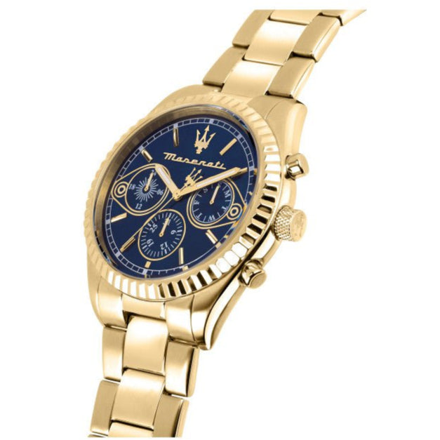 Shop Authentic Maserati Competizione Chronograph Blue Dial Gold Steel Strap Watch For Men - R8853100026 - Luxxuri