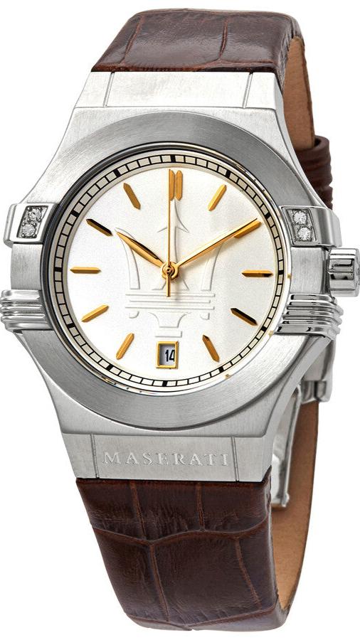 Shop Authentic Maserati Potenza Silver Dial Brown Leather Strap Watch For Women - R8851108506 - Luxxuri