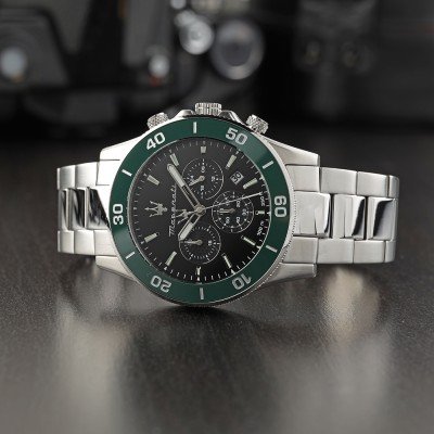 Shop Authentic Maserati Competizione Chronograph Black Dial Silver Steel Strap Watch For Men - R8873600008 - Luxxuri