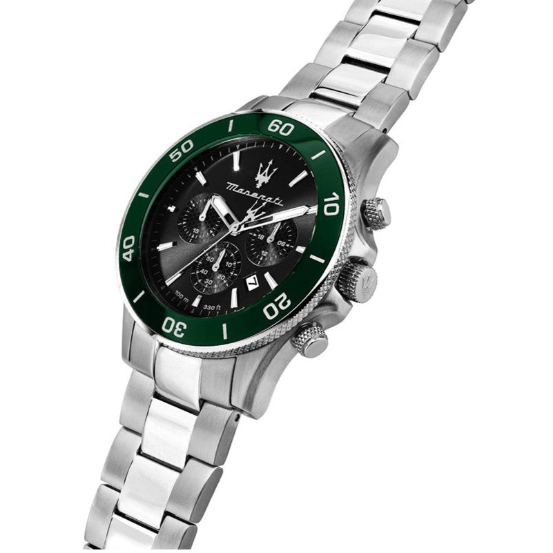 Shop Authentic Maserati Competizione Chronograph Black Dial Silver Steel Strap Watch For Men - R8873600008 - Luxxuri