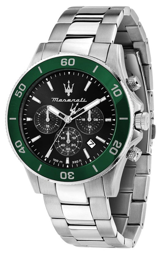 Shop Authentic Maserati Competizione Chronograph Black Dial Silver Steel Strap Watch For Men - R8873600008 - Luxxuri