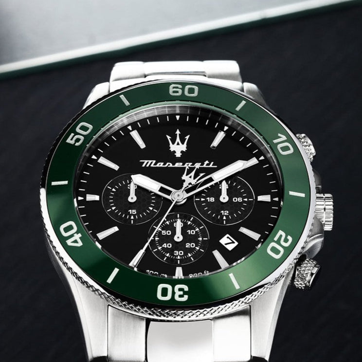 Shop Authentic Maserati Competizione Chronograph Black Dial Silver Steel Strap Watch For Men - R8873600008 - Luxxuri