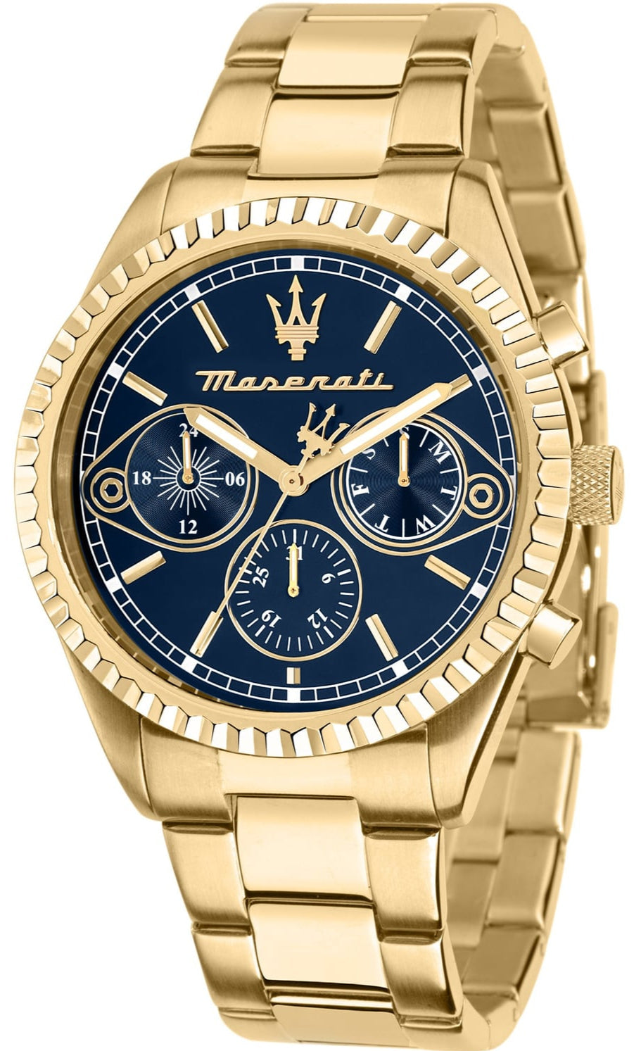 Shop Authentic Maserati Competizione Chronograph Blue Dial Gold Steel Strap Watch For Men - R8853100026 - Luxxuri