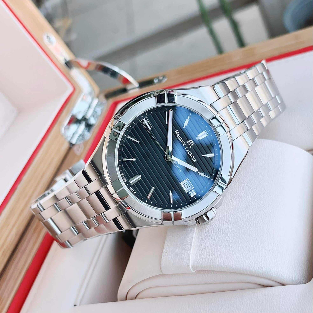 Shop Authentic Maurice Lacroix Aikon Venturer Black Dial Silver Steel Strap Watch for Men - AI1008-SS002-331-1 - Luxxuri