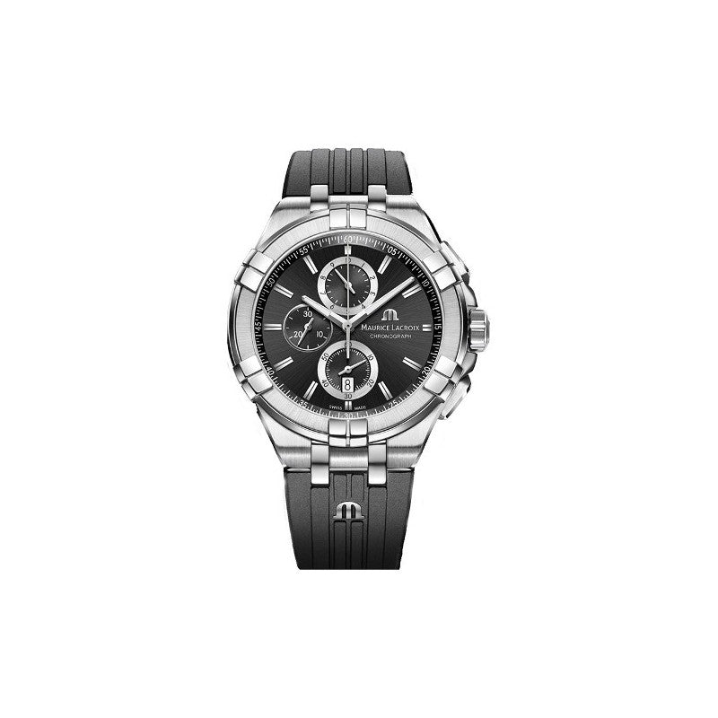 Shop Authentic Maurice Lacroix Aikon Chronograph Black Dial Black Leather Strap Watch for Men - AI1018-SS001-330-2 - Luxxuri