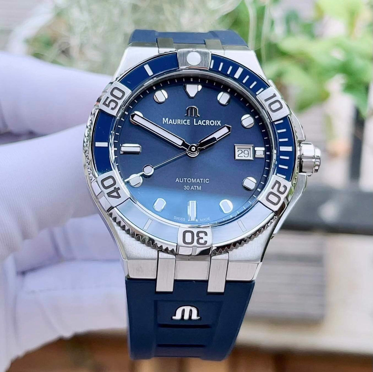 Shop Authentic Maurice Lacroix Aikon Venturer Blue Dial Blue Rubber Strap Watch for Men - AI6058-SS001-430-1 - Luxxuri