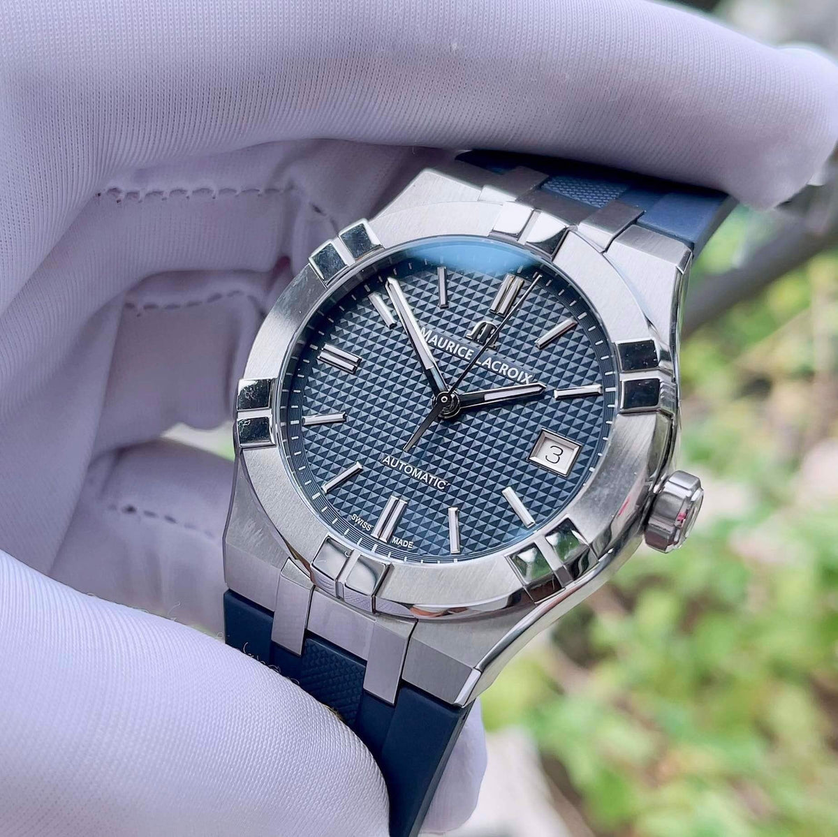 Shop Authentic Maurice Lacroix Aikon Automatic Blue Dial Blue Rubber Strap Watch for Men - AI11808-SS000B-430-4 - Luxxuri