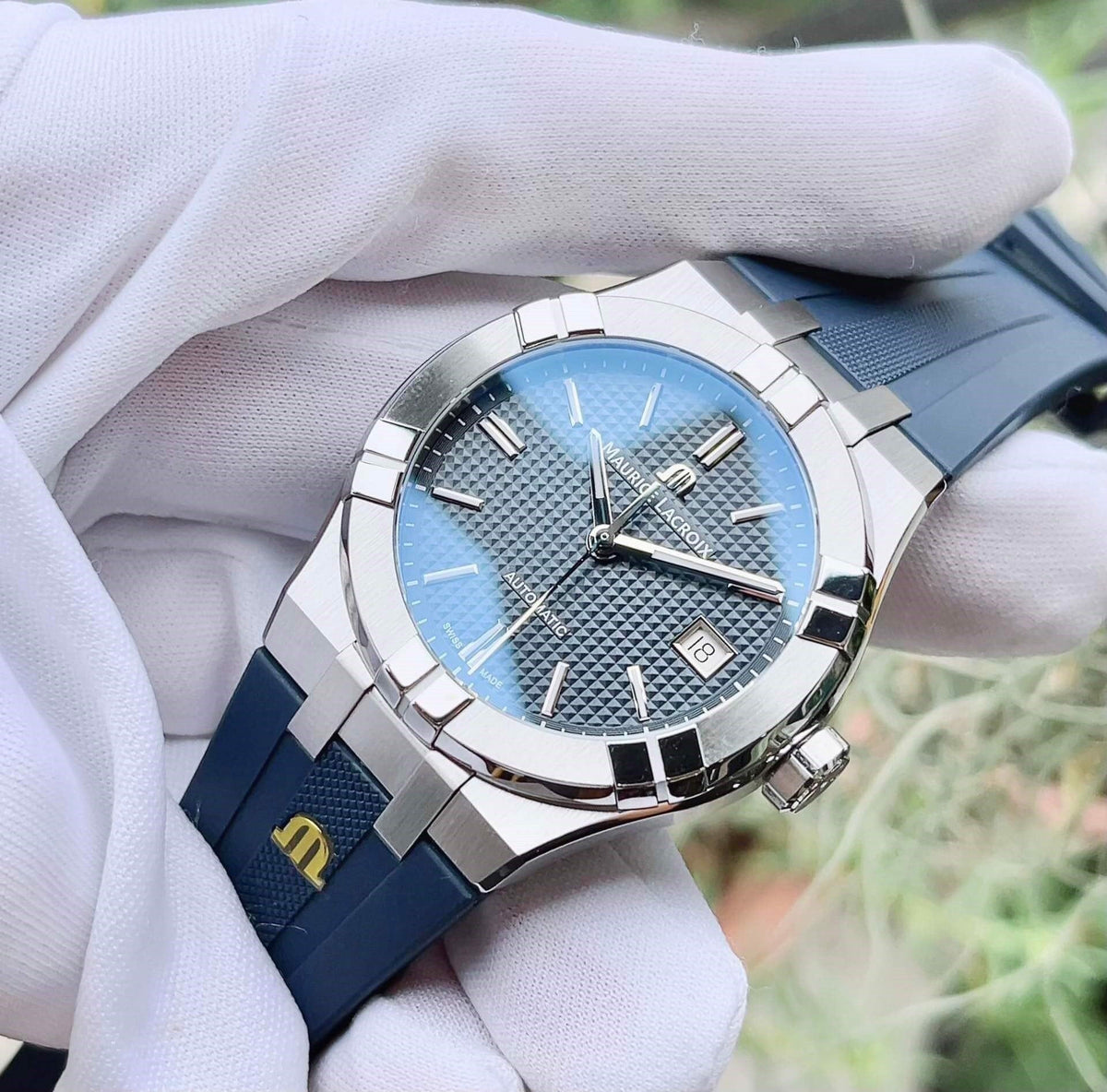 Shop Authentic Maurice Lacroix Aikon Automatic Blue Dial Blue Rubber Strap Watch for Men - AI11808-SS000B-430-4 - Luxxuri