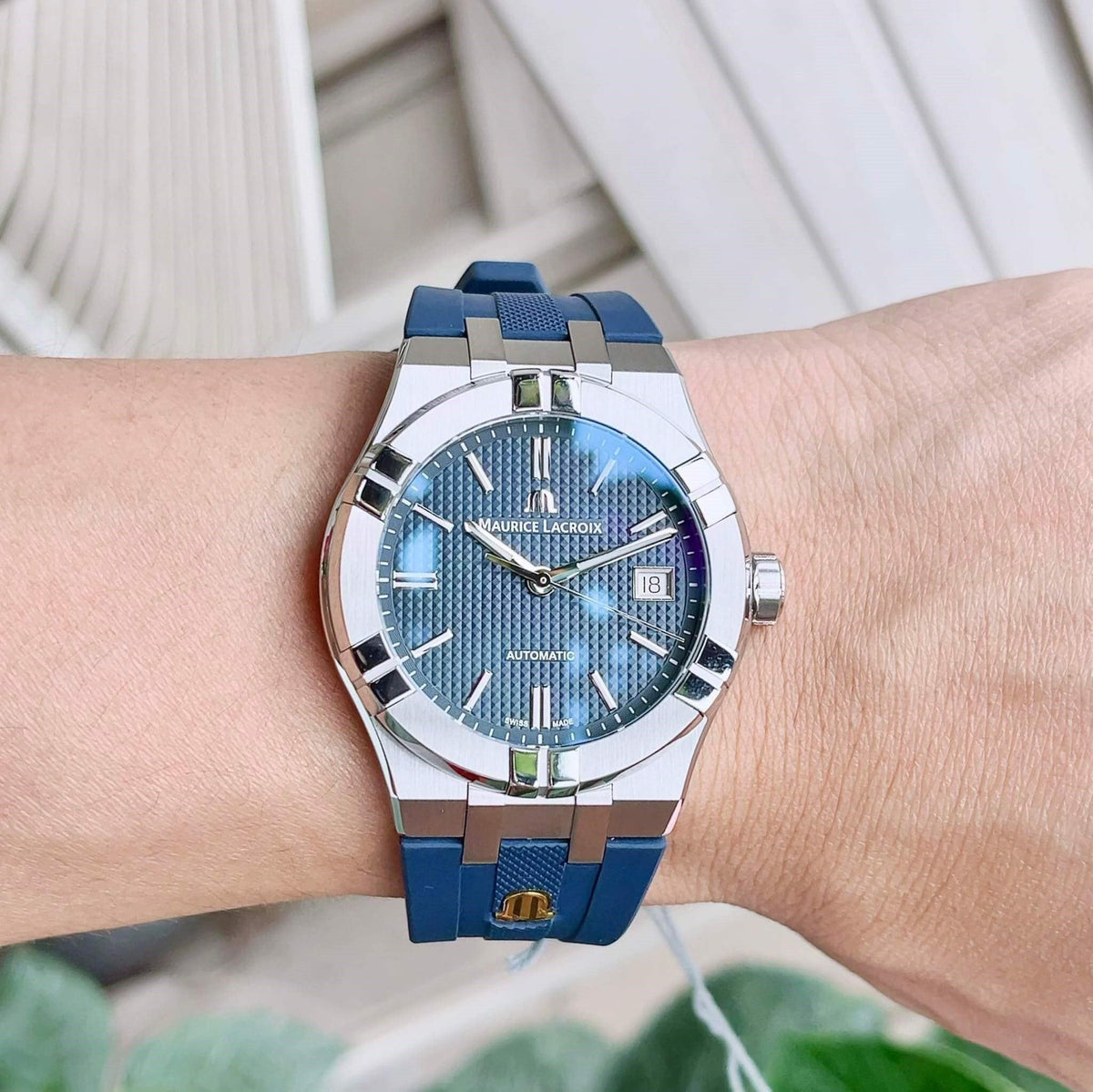 Shop Authentic Maurice Lacroix Aikon Automatic Blue Dial Blue Rubber Strap Watch for Men - AI11808-SS000B-430-4 - Luxxuri