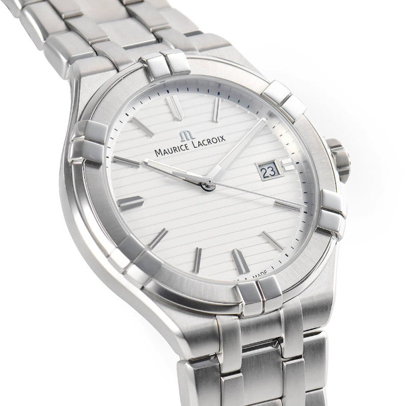 Shop Authentic Maurice Lacroix Aikon Date White Dial Silver Steel Strap Watch for Men - AI1008-SS002-131-1 - Luxxuri