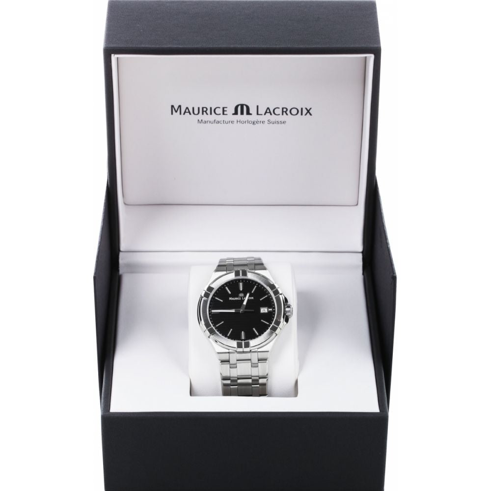 Shop Authentic Maurice Lacroix Aikon Venturer Black Dial Silver Steel Strap Watch for Men - AI1008-SS002-331-1 - Luxxuri