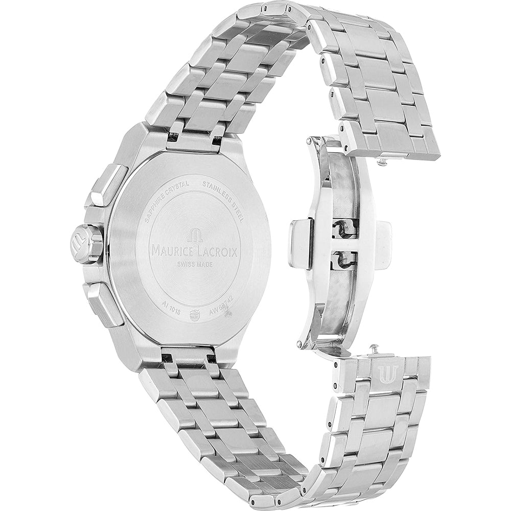 Shop Authentic Maurice Lacroix Aikon Chronograph Black Dial Silver Steel Strap Watch for Men - AI1018-SS002-330-1 - Luxxuri