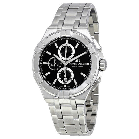 Shop Authentic Maurice Lacroix Aikon Chronograph Black Dial Silver Steel Strap Watch for Men - AI1018-SS002-330-1 - Luxxuri