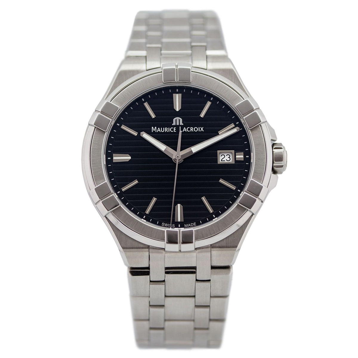 Shop Authentic Maurice Lacroix Aikon Venturer Black Dial Silver Steel Strap Watch for Men - AI1008-SS002-331-1 - Luxxuri