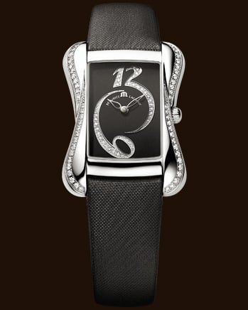 Shop Authentic Maurice Lacroix Divina Black Dial with Diamonds Black Leather Strap Watch for Women - DV5012-SD531-120 - Luxxuri