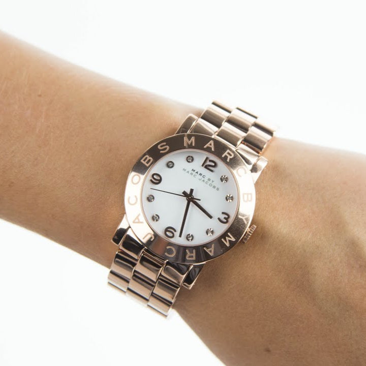 Shop Authentic Marc Jacobs Amy White Dial Gold Steel Strap Watch for Women - MBM3056 - Luxxuri