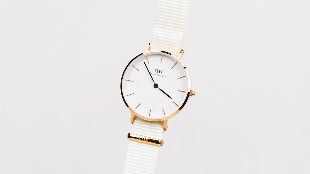 Shop Authentic Daniel Wellington Classic Petite Dover White Dial White Nylon Strap Watch For Women - DW00100311 - Luxxuri
