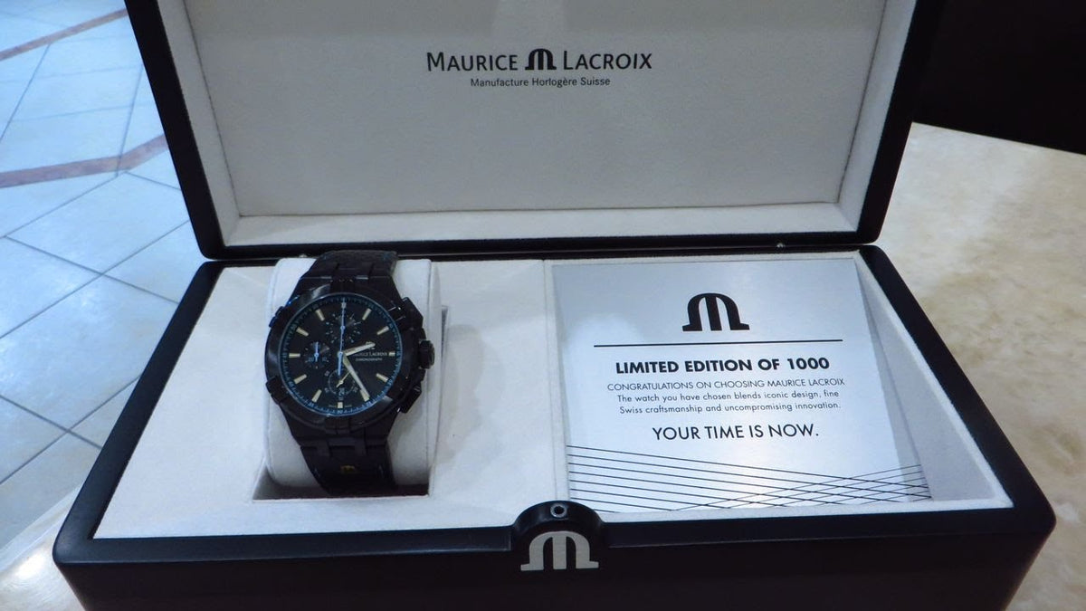 Shop Authentic Maurice Lacroix Aikon Chronograph Limited Edition Black Dial Black Leather Strap Watch for Men - AI1018-PVB01-337-1 - Luxxuri