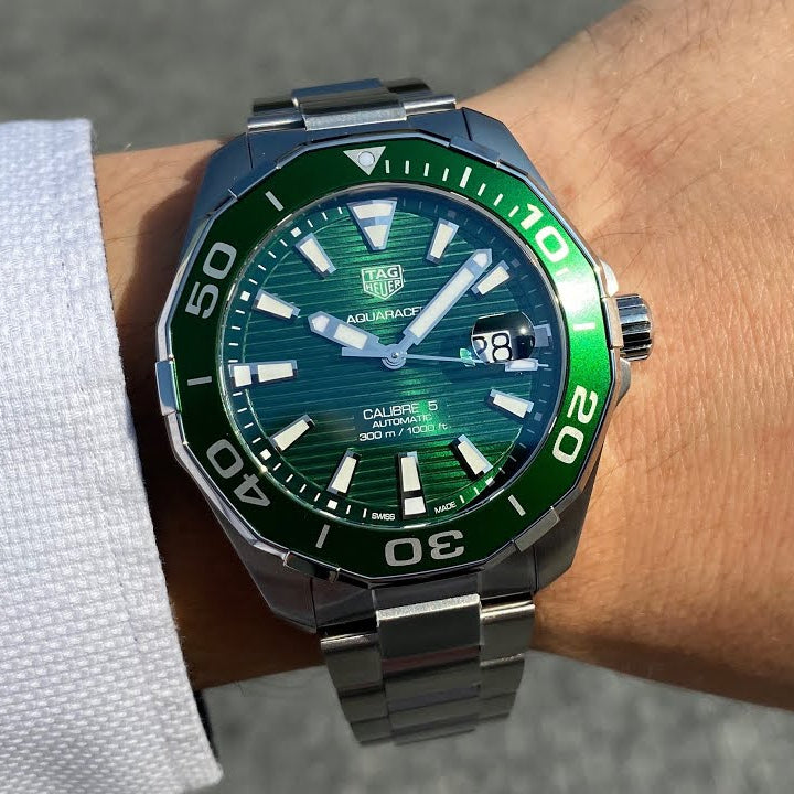 Shop Authentic Tag Heuer Aquaracer Green Dial Watch for Men - WAY201S.BA0927 - Luxxuri