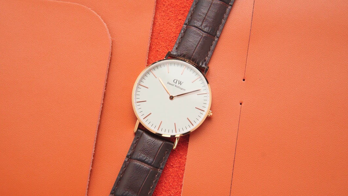 Shop Authentic Daniel Wellington Classic York White Dial Brown Leather Strap Watch For Women - DW00100038 - Luxxuri