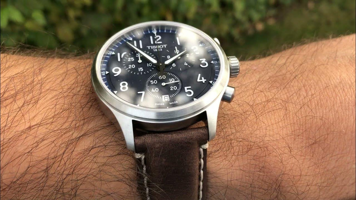Shop Authentic Tissot Chrono XL Vintage Blue Dial Brown Leather Strap Watch For Men - T116.617.16.042.00 - Luxxuri