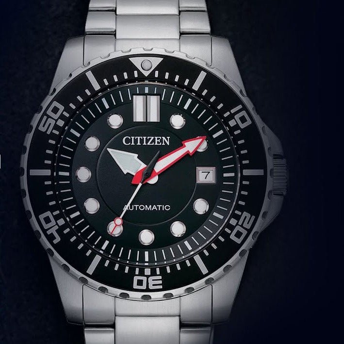 Shop Authentic Citizen Mechanical Black Dial Silver Steel Strap Watch For Men - NJ0120-81E - Luxxuri