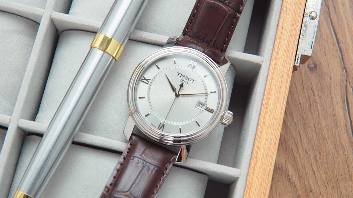 Shop Authentic Tissot T Classic Bridgeport Silver Dial Brown Leather Strap Watch For Men - T097.410.16.038.00 - Luxxuri