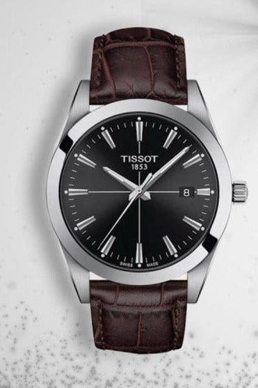 Tissot Gentlemen Black Dial Brown Leather Strap Watch for Men - T127.410.16.051.01