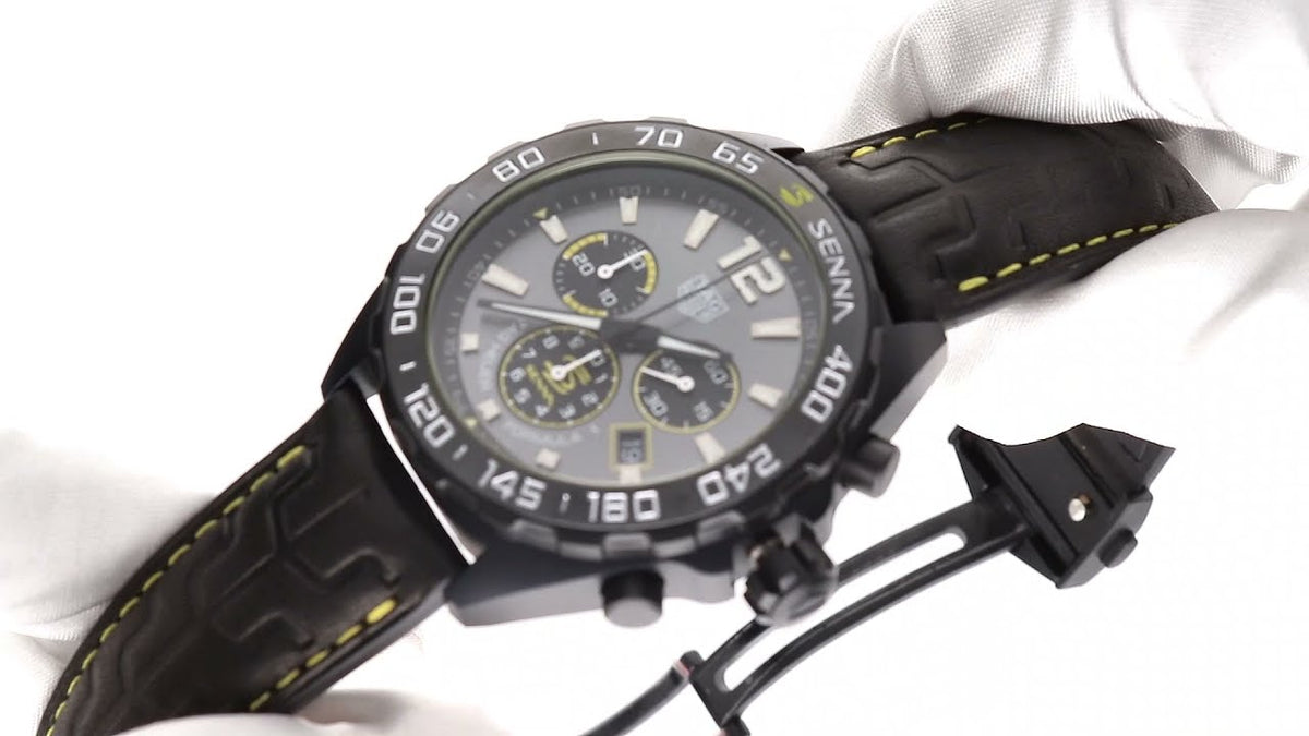 Shop Authentic Tag Heuer Formula 1 Chronograph Senna Black Dial Black Leather Strap Watch for Men - CAZ101AJ.FC6487 - Luxxuri