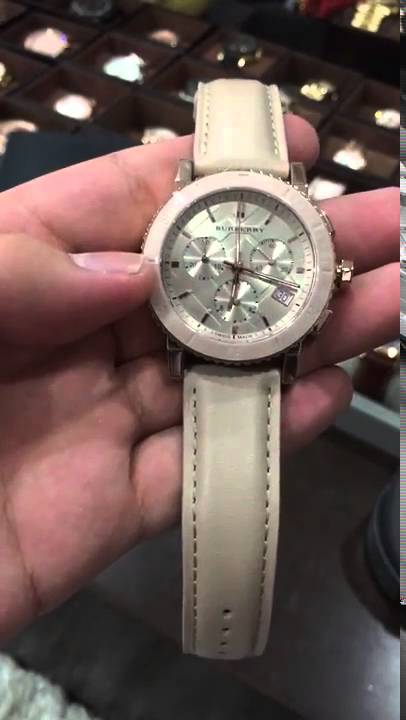 Shop Authentic Burberry Chronograph Rose Gold Dial Beige Leather Strap Watch for Women - BU9704 - Luxxuri
