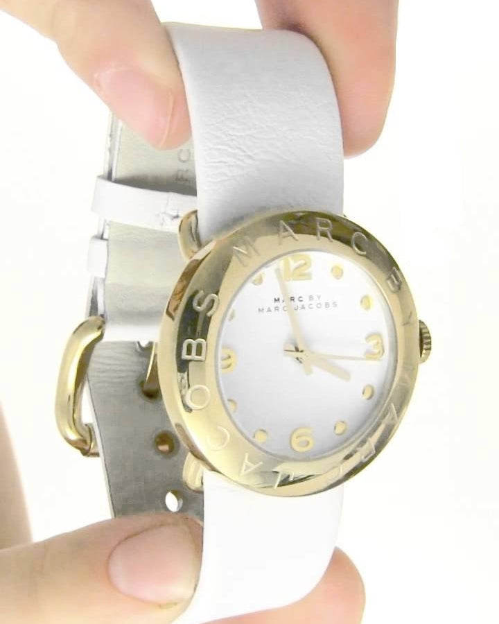 Shop Authentic Marc Jacobs Amy White Dial White Leather Strap Watch for Women - MBM1150 - Luxxuri