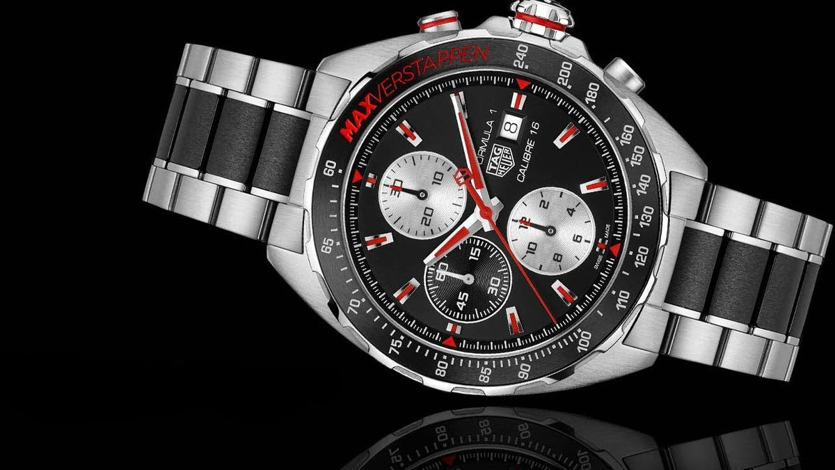 Shop Authentic Tag Heuer Formula 1 Calibre 16 Max Verstappen Limited Edition Black Dial Two Tone Steel Strap Watch for Men - CAZ2018.BA0970 - Luxxuri