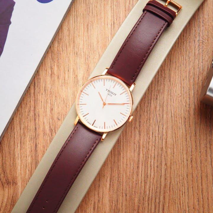 Shop Authentic Tissot T Classic Everytime White Dial Brown Leather Strap Watch for Men - T109.610.36.031.00 - Luxxuri