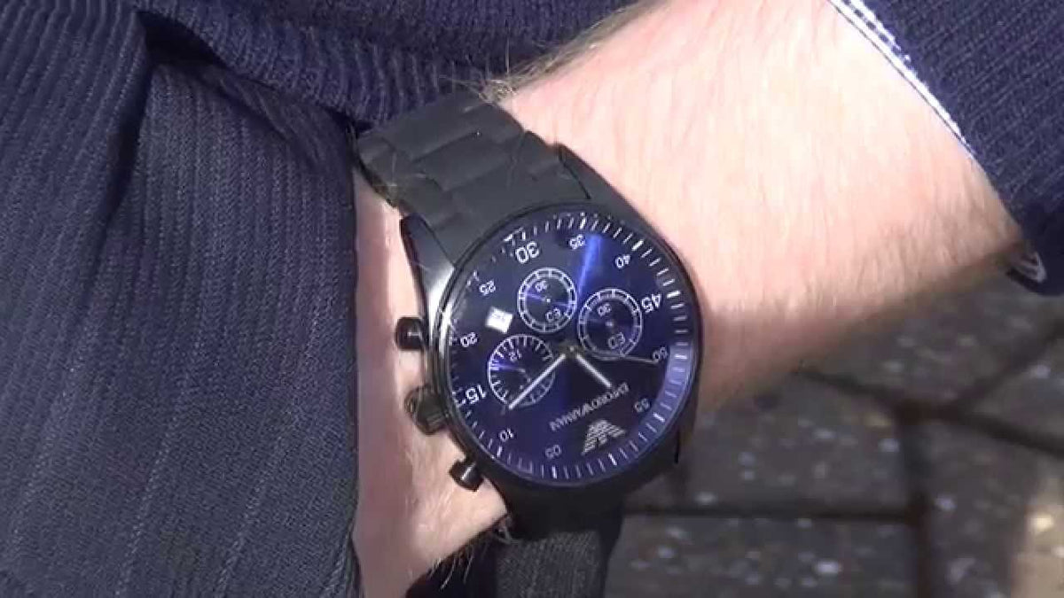 Shop Authentic Emporio Armani Sportivo Chronograph Blue Dial Black Strap Watch For Men - AR5921 - Luxxuri