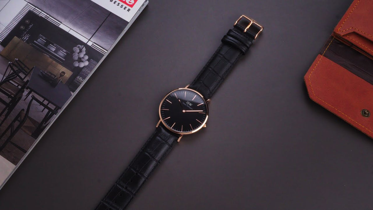 Shop Authentic Daniel Wellington Classic Reading Black Dial Black Leather Strap Watch For Men - DW00100129 - Luxxuri