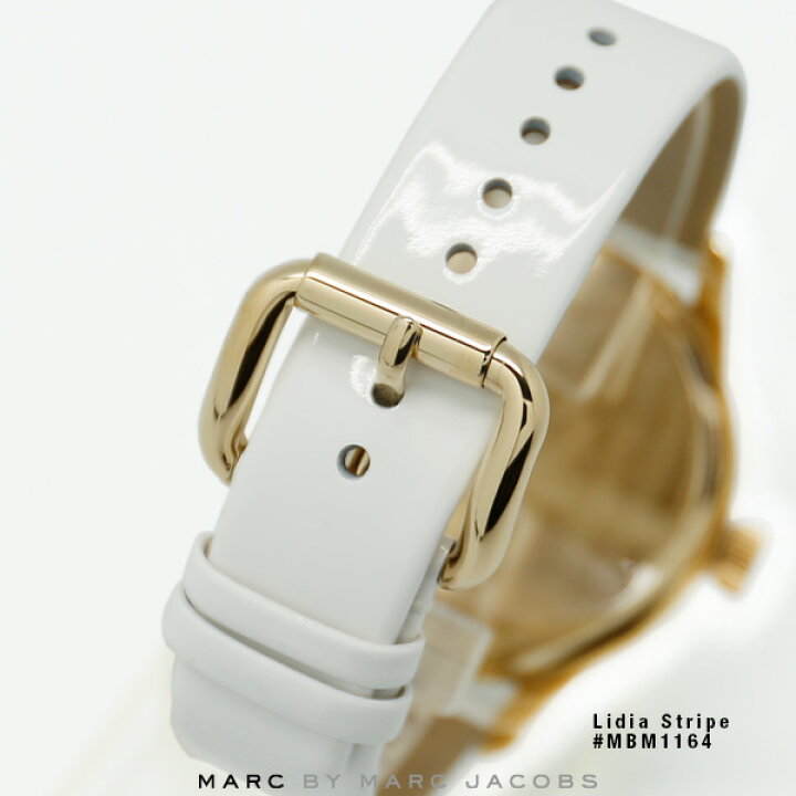 Shop Authentic Marc Jacobs Lidia Stripe White Dial White Leather Strap Watch for Women - MBM1164 - Luxxuri