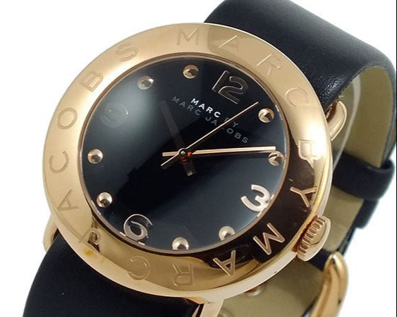 Shop Authentic Marc Jacobs Amy Black Dial Black Leather Strap Watch for Women - MBM1225 - Luxxuri
