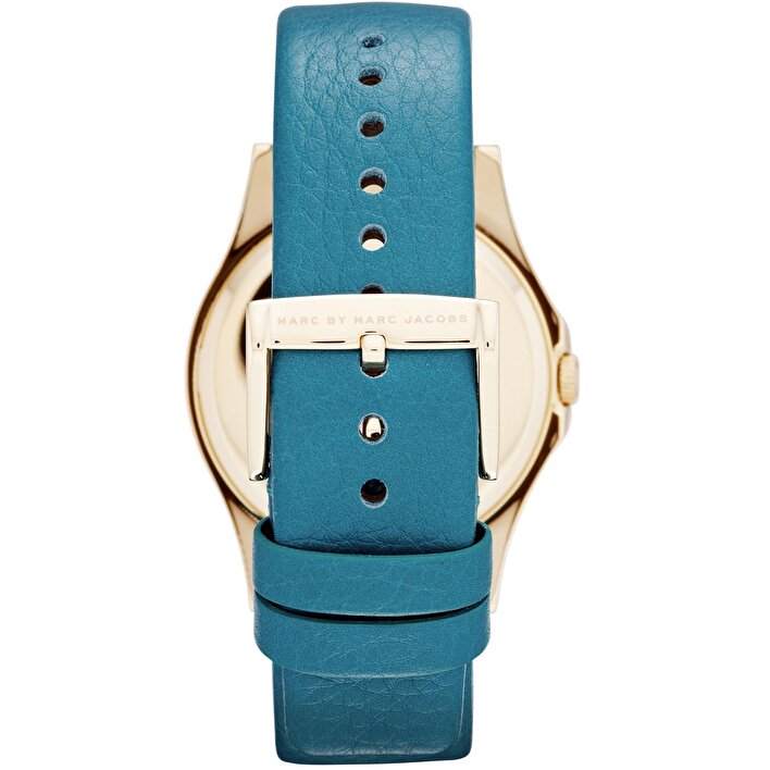 Marc Jacobs Baby Dave Gold Dial Blue Leather Strap Watch for Women - MBM1263