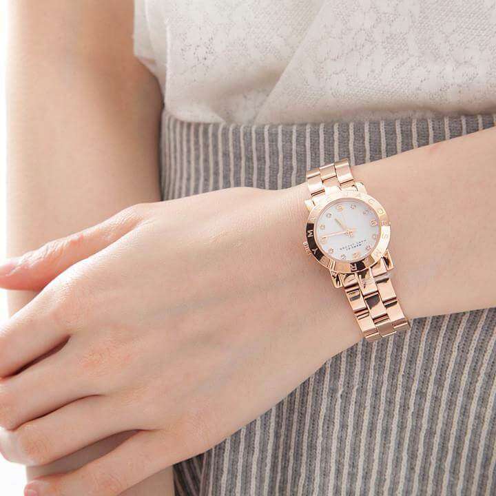 Shop Authentic Marc Jacobs Mini Amy White Dial Rose Gold Steel Strap Watch for Women - MBM3078 - Luxxuri