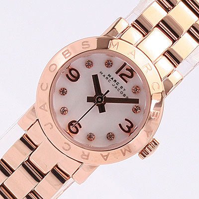 Marc Jacobs Amy White Dial Rose Gold Steel Strap Watch for Women - MBM3227