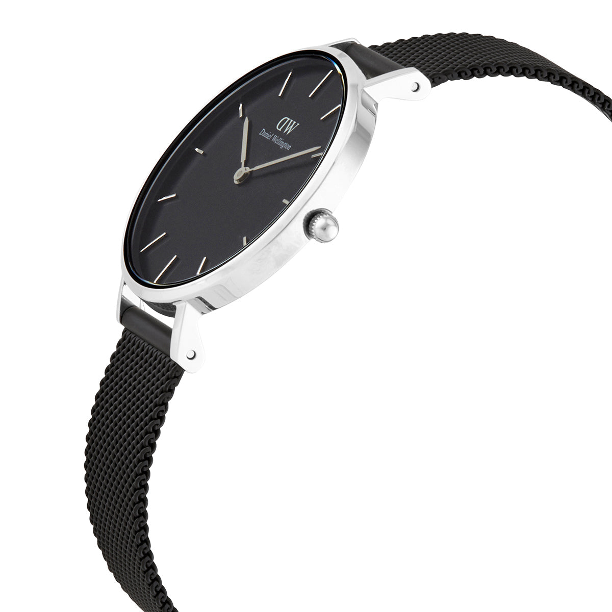 Shop Authentic Daniel Wellington Petite Ashfield Black Dial Black Mesh Strap Watch For Women - DW00100202 - Luxxuri