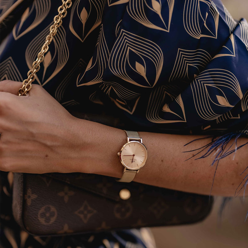 Shop Authentic Daniel Wellington Petite Rose Gold Dial Rose Gold Mesh Strap Watch For Women - DW00100472 - Luxxuri