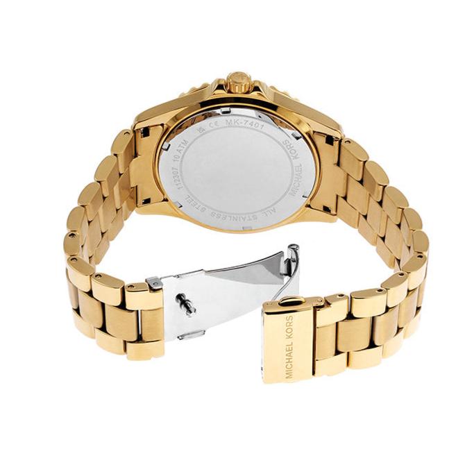 Shop Authentic Michael Kors Everest Three Hand Mother of Pearl White Dial Gold Steel Strap Watch For Women - MK7401 - Luxxuri