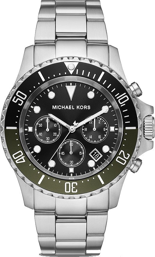 Shop Authentic Michael Kors Everest Chronograph Black Dial Silver Steel Strap Watch For Men - MK8976 - Luxxuri