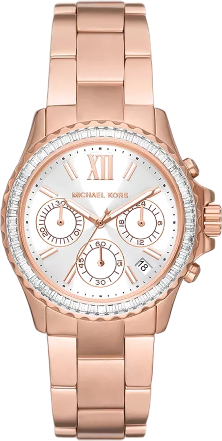 Shop Authentic Michael Kors Everest Chronograph Silver Dial Rose Gold Steel Strap Watch For Women - MK7213 - Luxxuri