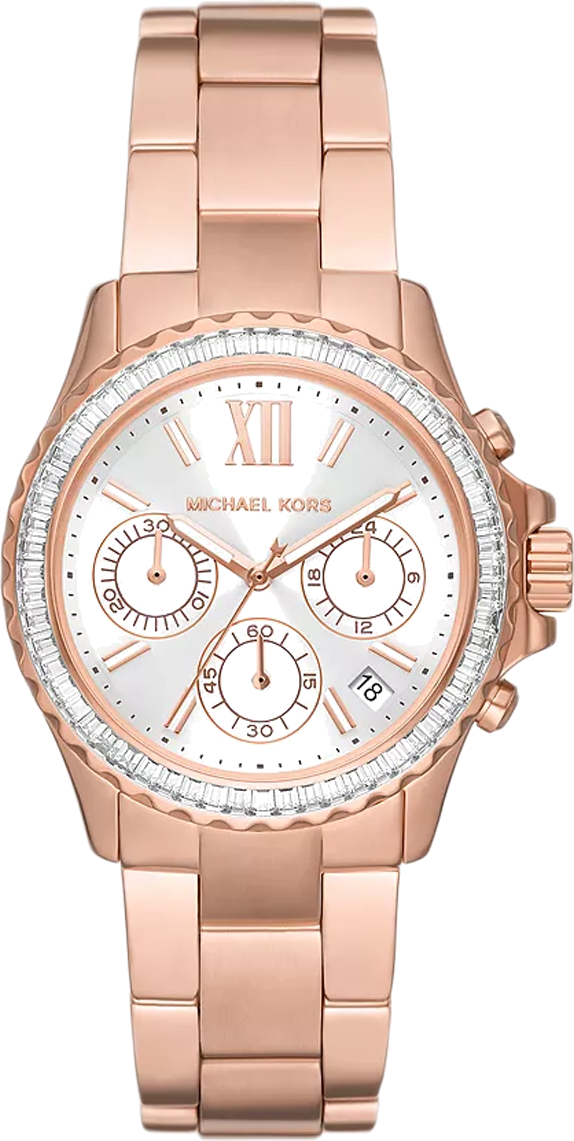 Shop Authentic Michael Kors Everest Chronograph Silver Dial Rose Gold Steel Strap Watch For Women - MK7213 - Luxxuri