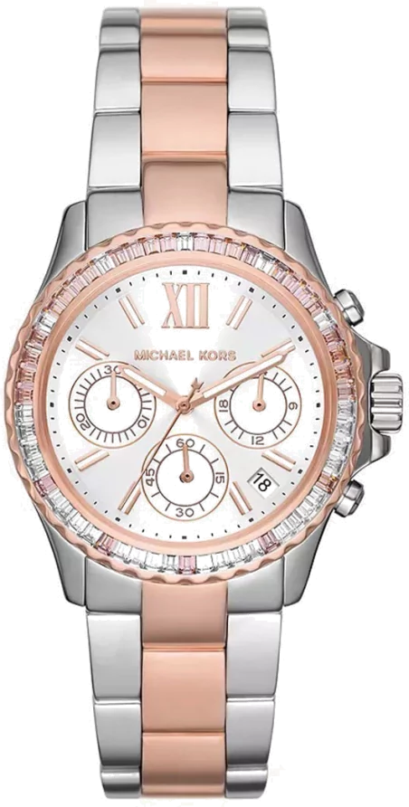 Shop Authentic Michael Kors Everest Chronograph White Dial Two Tone Steel Strap Watch For Women - MK7214 - Luxxuri